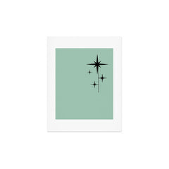 1950s Atomic Age Retro Starbursts in Aqua Mint and Black Art Print