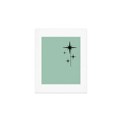 1950s Atomic Age Retro Starbursts in Aqua Mint and Black Art Print