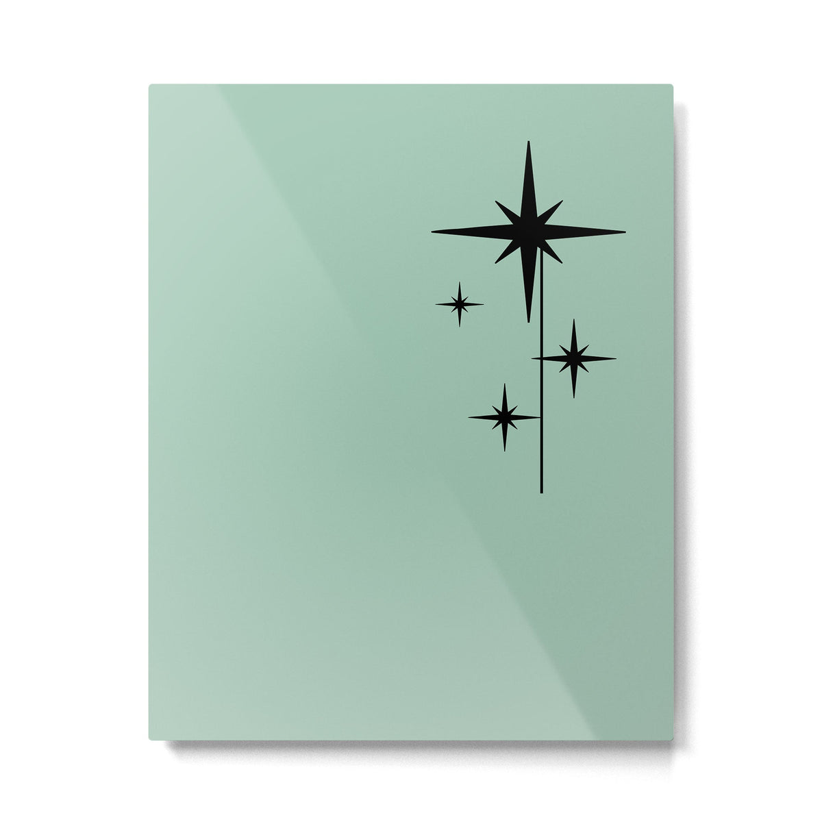 1950s Atomic Age Retro Starbursts in Aqua Mint and Black Metal Print