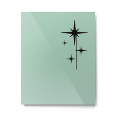 1950s Atomic Age Retro Starbursts in Aqua Mint and Black Metal Print