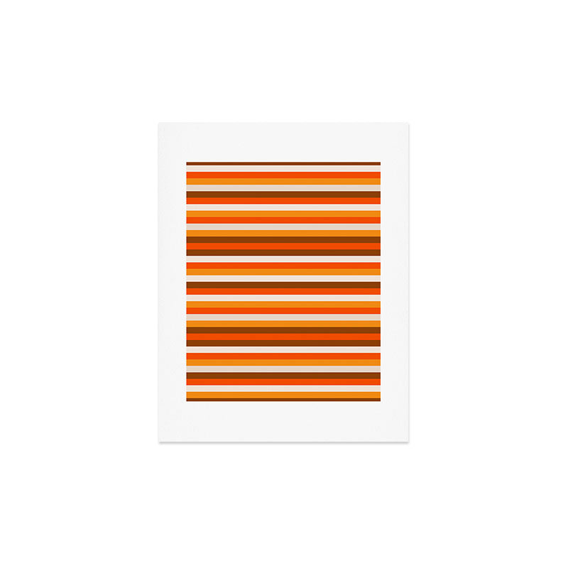 70s Fine Stripes in Retro Orange and Brown Art Print