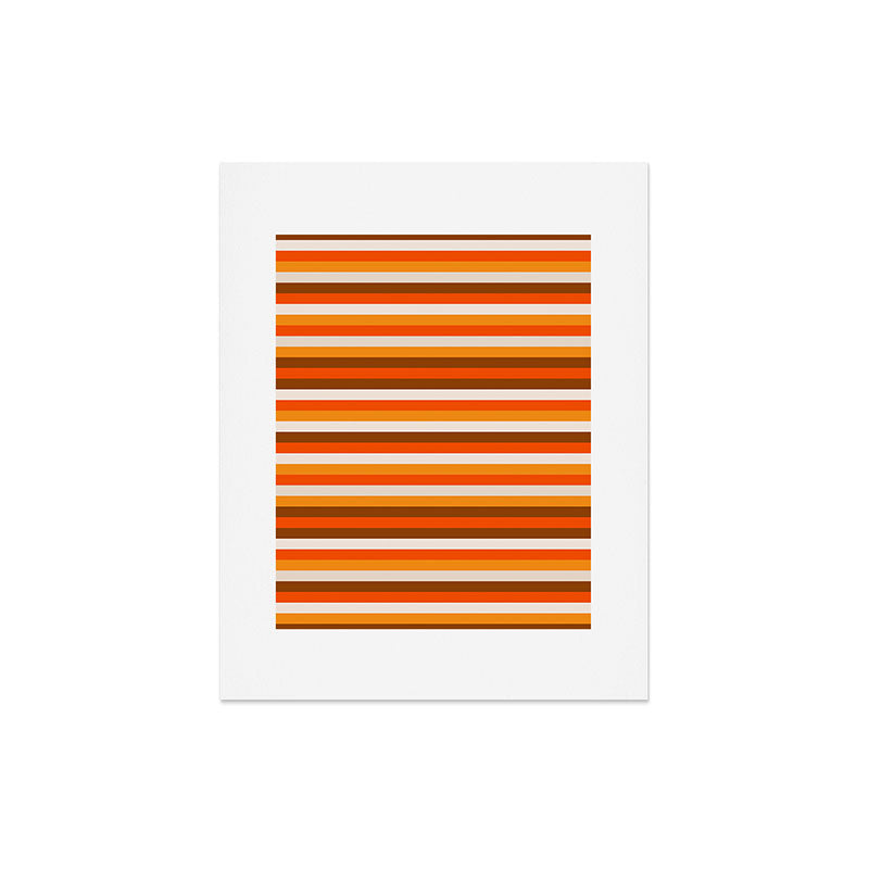 70s Fine Stripes in Retro Orange and Brown Art Print