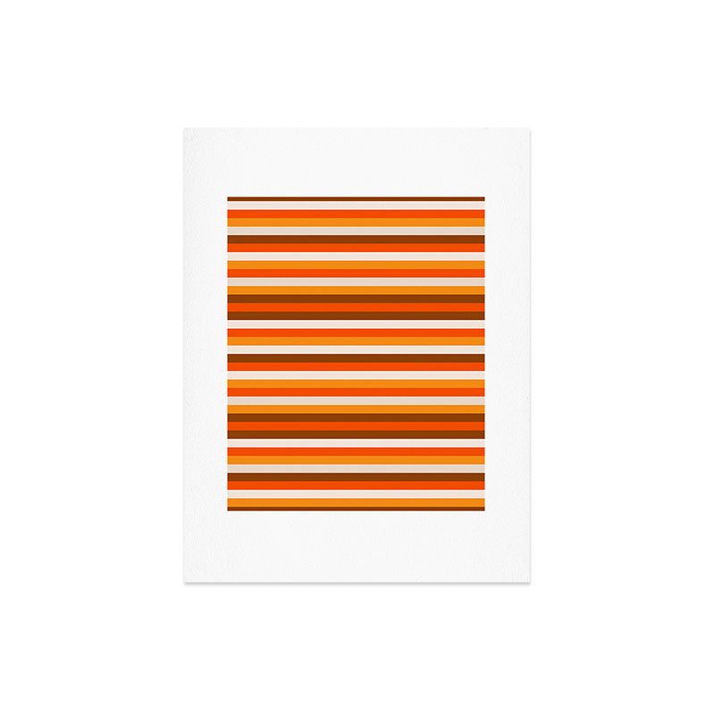 70s Fine Stripes in Retro Orange and Brown Art Print