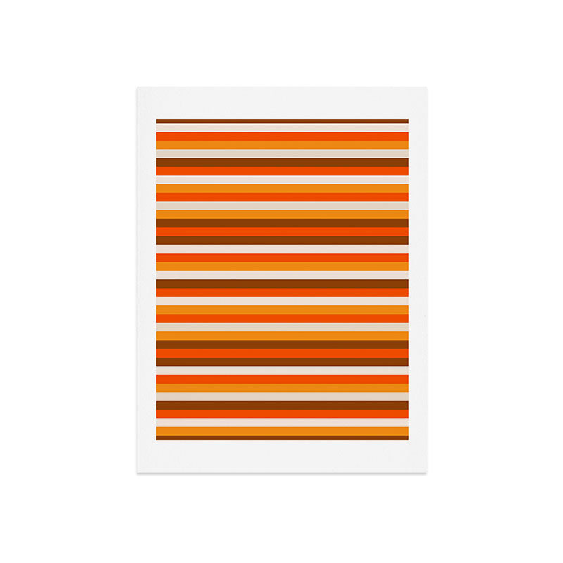 70s Fine Stripes in Retro Orange and Brown Art Print