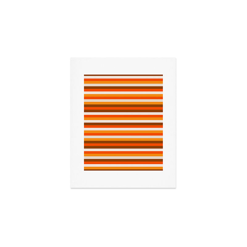 70s Fine Stripes in Retro Orange and Brown Art Print