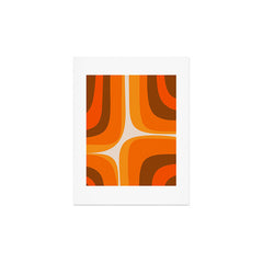 70s Retro Groove Minimalist Mid Century Modern Abstract in 1970s Brown and Orange Art Print