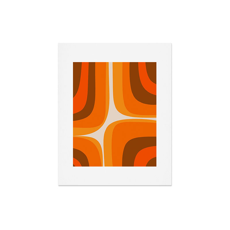 70s Retro Groove Minimalist Mid Century Modern Abstract in 1970s Brown and Orange Art Print