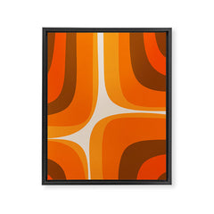 70s Retro Groove Minimalist Mid Century Modern Abstract in 1970s Brown and Orange Framed Canvas Print