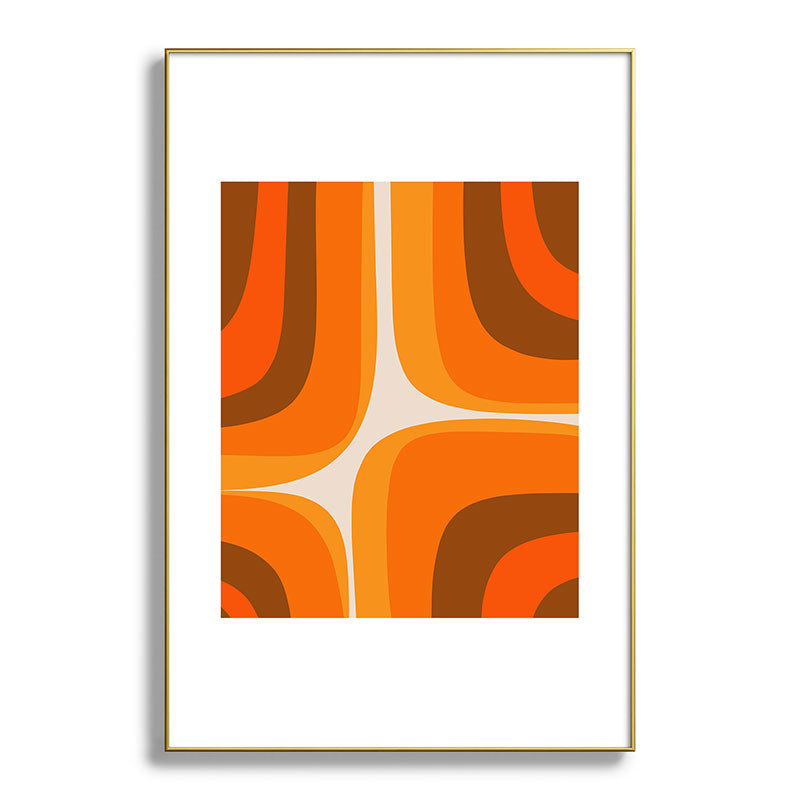 70s Retro Groove Minimalist Mid Century Modern Abstract in 1970s Brown and Orange Framed Art Print