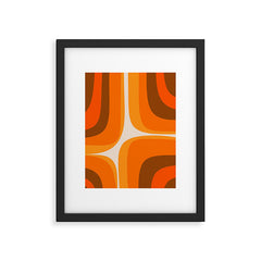 70s Retro Groove Minimalist Mid Century Modern Abstract in 1970s Brown and Orange Framed Art Print