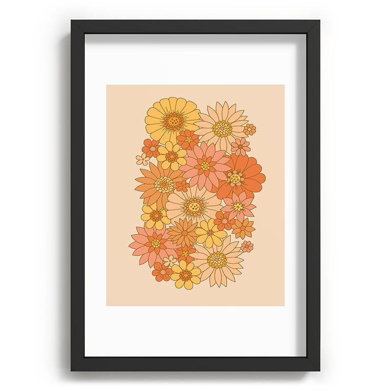 70s Retro Daisy Floral Framed Art Print