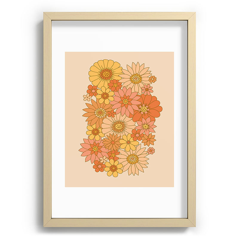 70s Retro Daisy Floral Framed Art Print