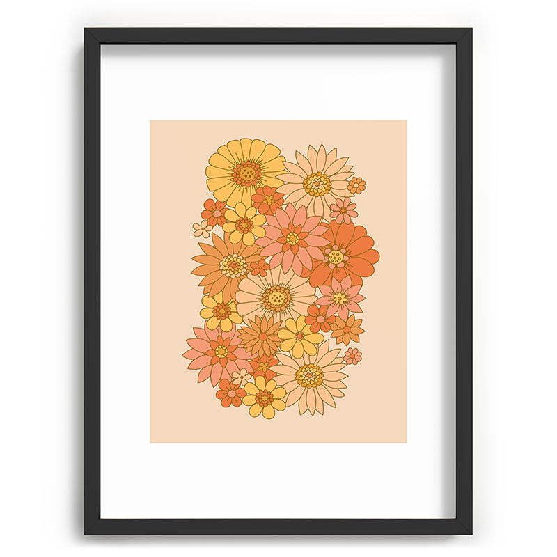 70s Retro Daisy Floral Framed Art Print