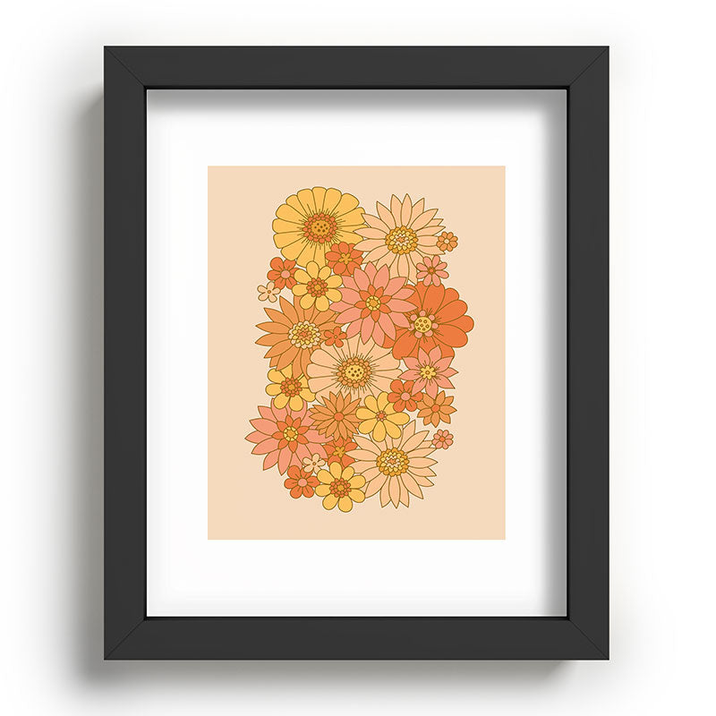70s Retro Daisy Floral Framed Art Print