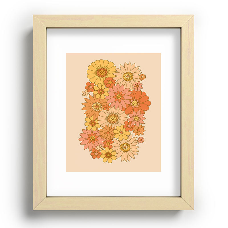 70s Retro Daisy Floral Framed Art Print