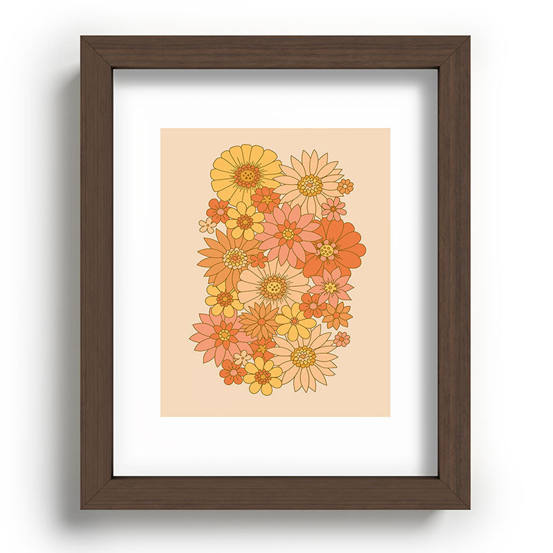 70s Retro Daisy Floral Framed Art Print