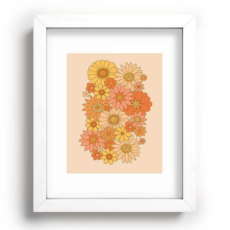 70s Retro Daisy Floral Framed Art Print
