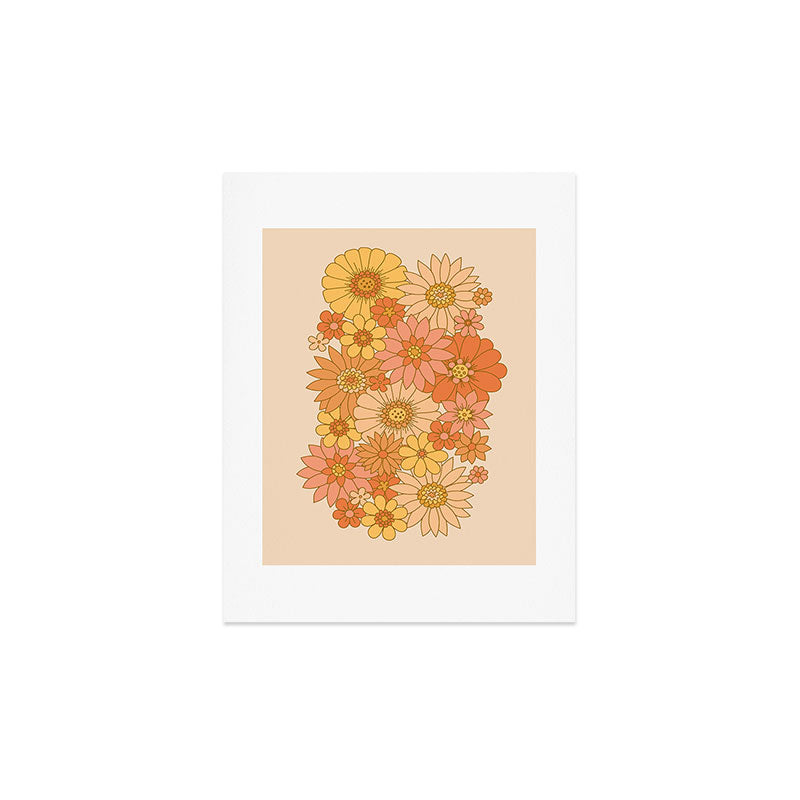 70s Retro Daisy Floral Art Print