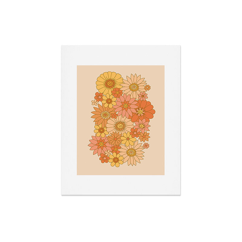70s Retro Daisy Floral Art Print