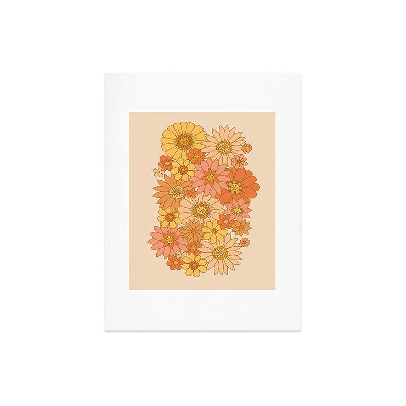 70s Retro Daisy Floral Art Print