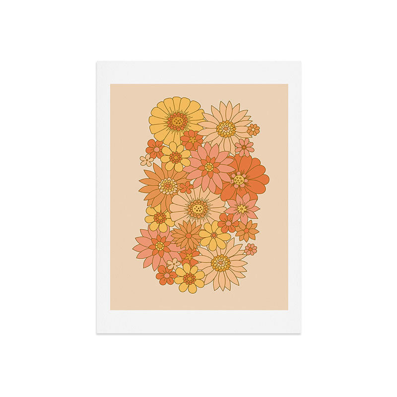 70s Retro Daisy Floral Art Print