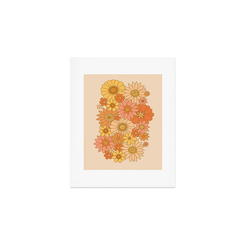 70s Retro Daisy Floral Art Print