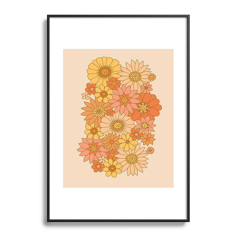 70s Retro Daisy Floral Framed Art Print