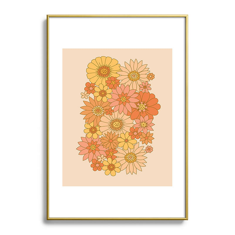 70s Retro Daisy Floral Framed Art Print