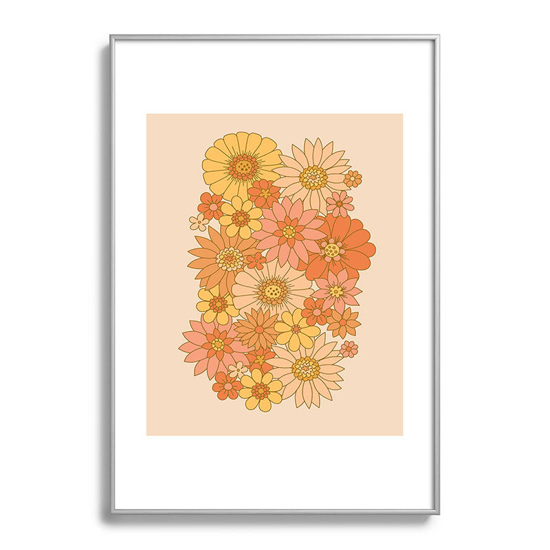 70s Retro Daisy Floral Framed Art Print