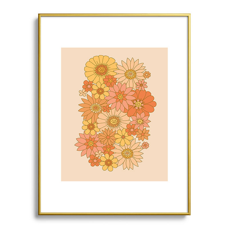 70s Retro Daisy Floral Framed Art Print