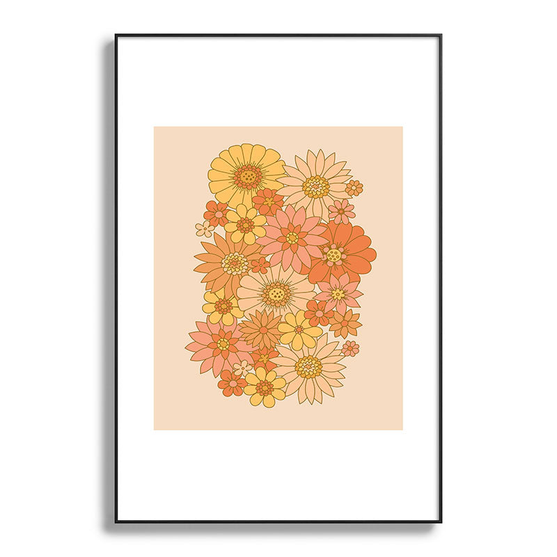 70s Retro Daisy Floral Framed Art Print