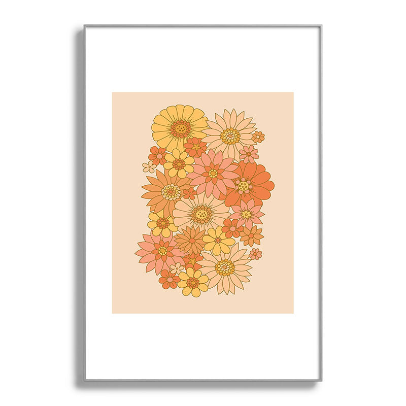 70s Retro Daisy Floral Framed Art Print