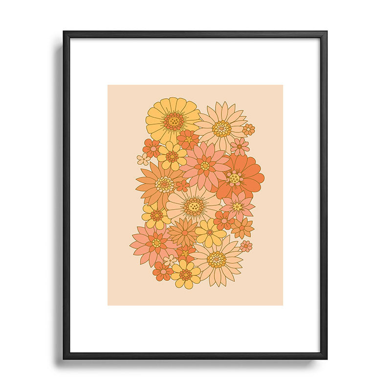 70s Retro Daisy Floral Framed Art Print