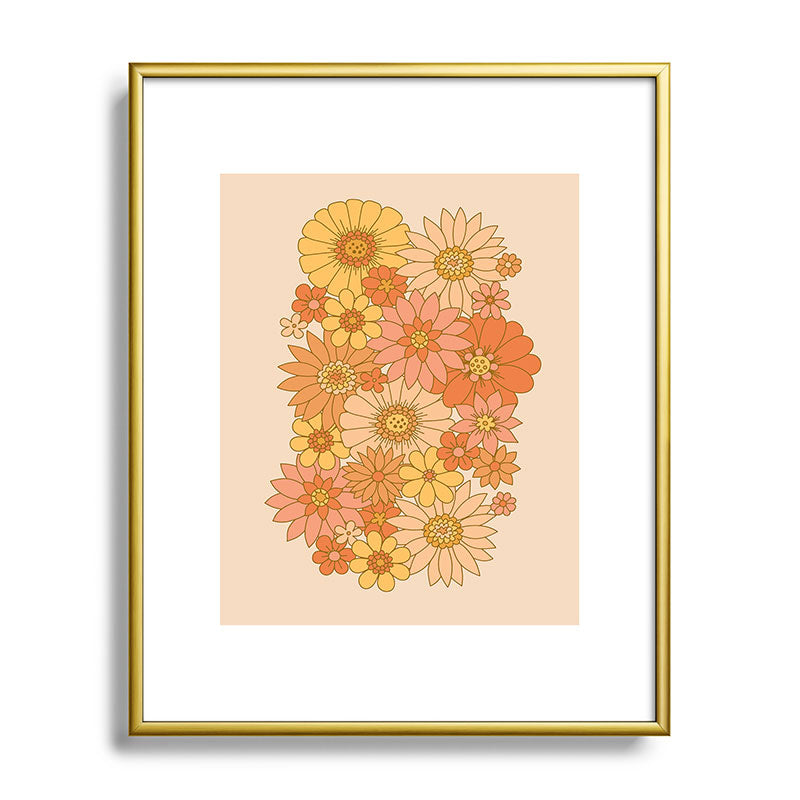 70s Retro Daisy Floral Framed Art Print