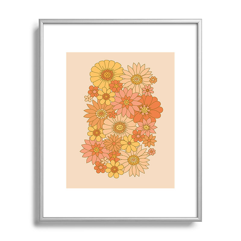 70s Retro Daisy Floral Framed Art Print