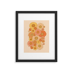 70s Retro Daisy Floral Framed Art Print