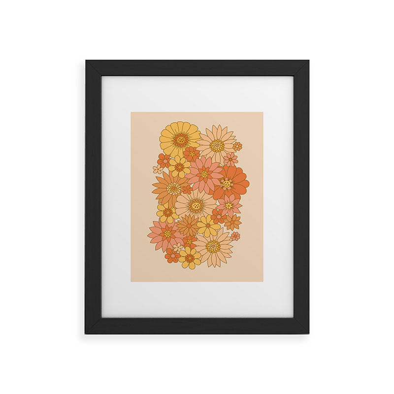 70s Retro Daisy Floral Framed Art Print