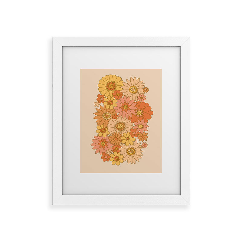 70s Retro Daisy Floral Framed Art Print