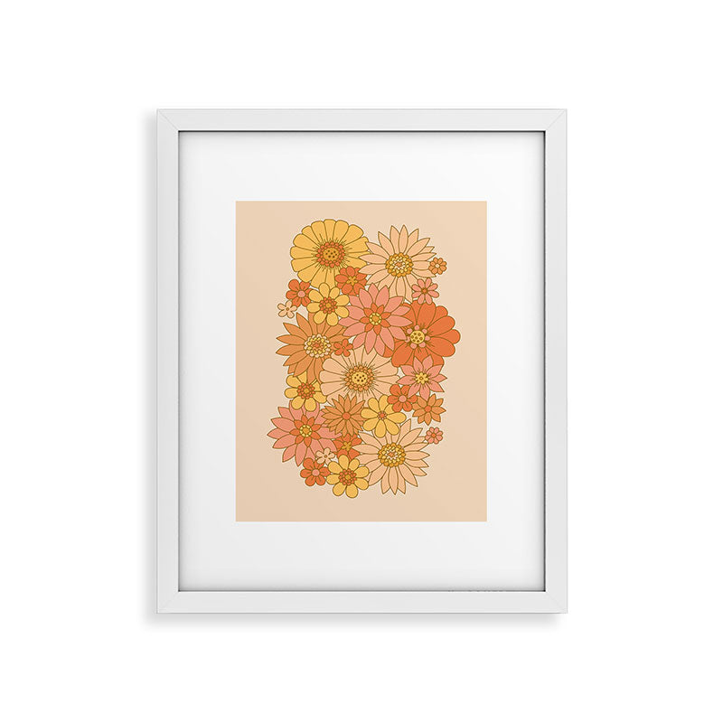 70s Retro Daisy Floral Framed Art Print