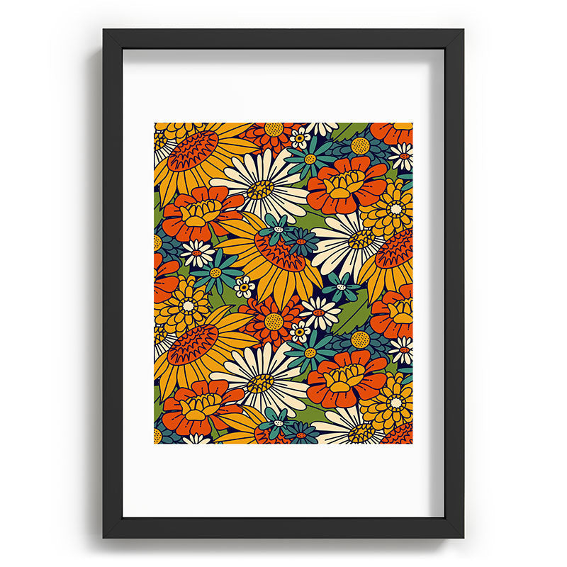 70s Retro Floral - Bold Framed Art Print