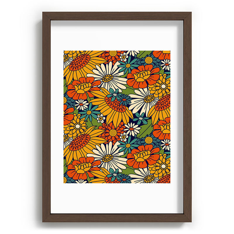 70s Retro Floral - Bold Framed Art Print