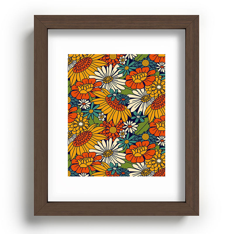 70s Retro Floral - Bold Framed Art Print