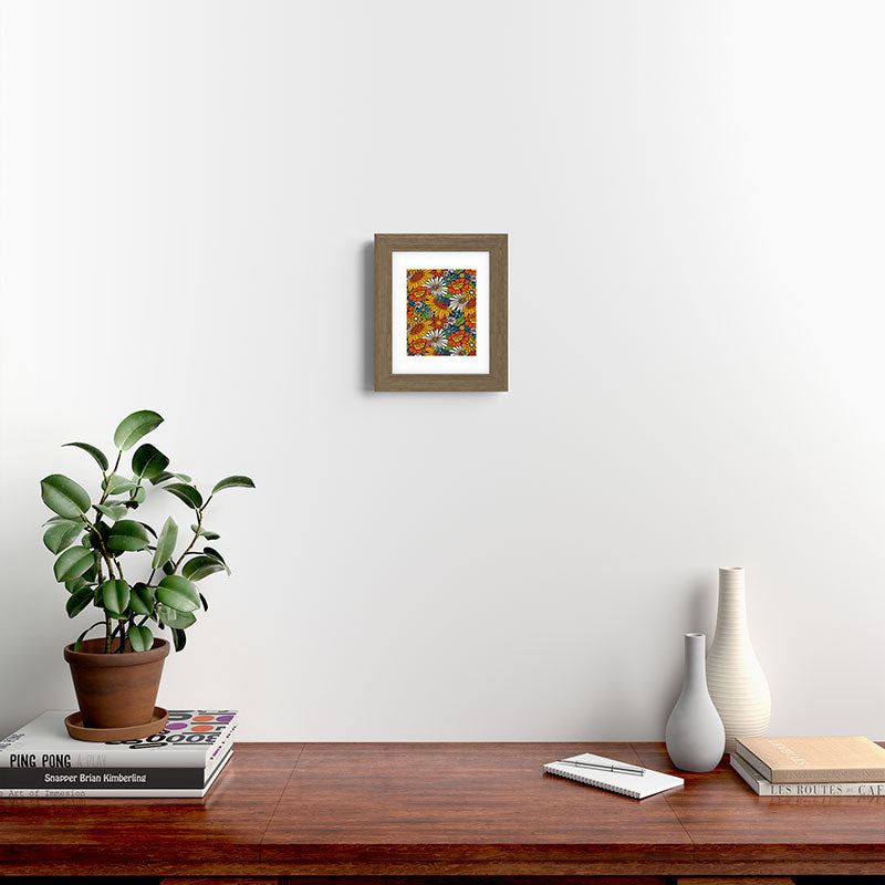 70s Retro Floral - Bold Framed Art Print