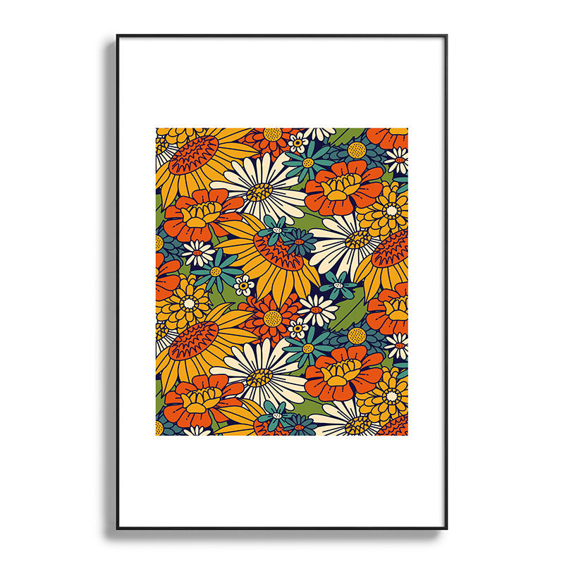 70s Retro Floral - Bold Framed Art Print
