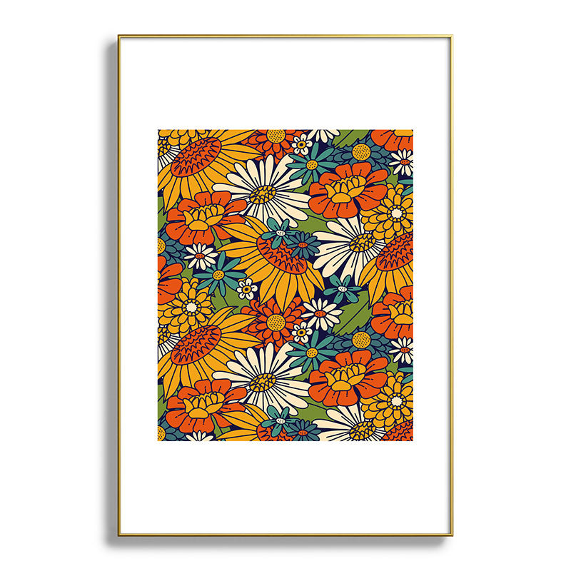 70s Retro Floral - Bold Framed Art Print