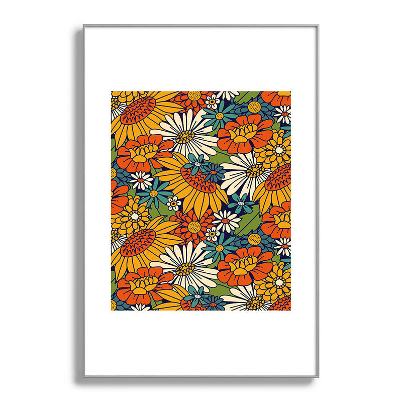 70s Retro Floral - Bold Framed Art Print