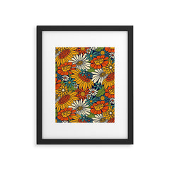 70s Retro Floral - Bold Framed Art Print