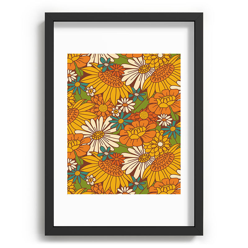 70s Retro Floral Framed Art Print