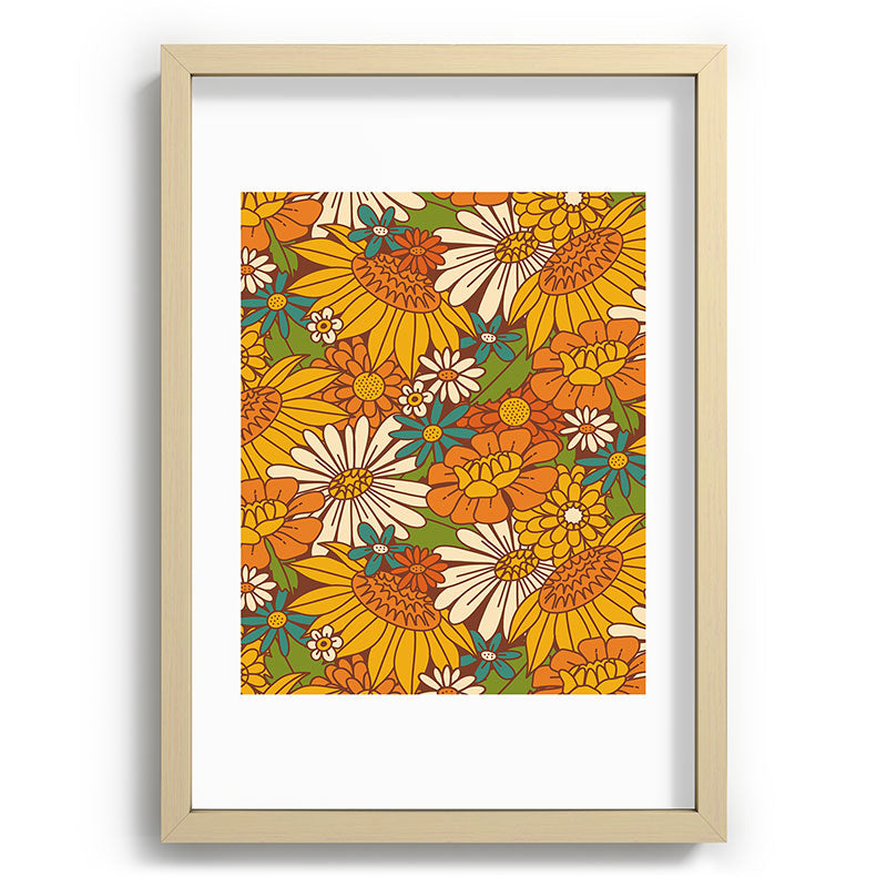 70s Retro Floral Framed Art Print