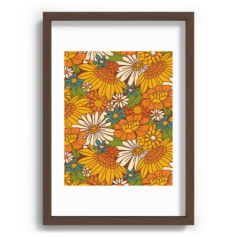 70s Retro Floral Framed Art Print